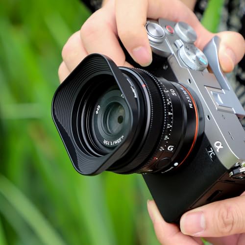 Haoge LH-S245G Metal Bayonet Square Lens Hood for Sony FE 40mm F2.5 G FE 50mm F2.5 G FE 24mm F2.8 G Lens, RX1RIII RX1R RX1RII rx1m2 rx1 R iii m3 Camera Shade with Cap on Sony A7CII A7R4 5 - Image 2