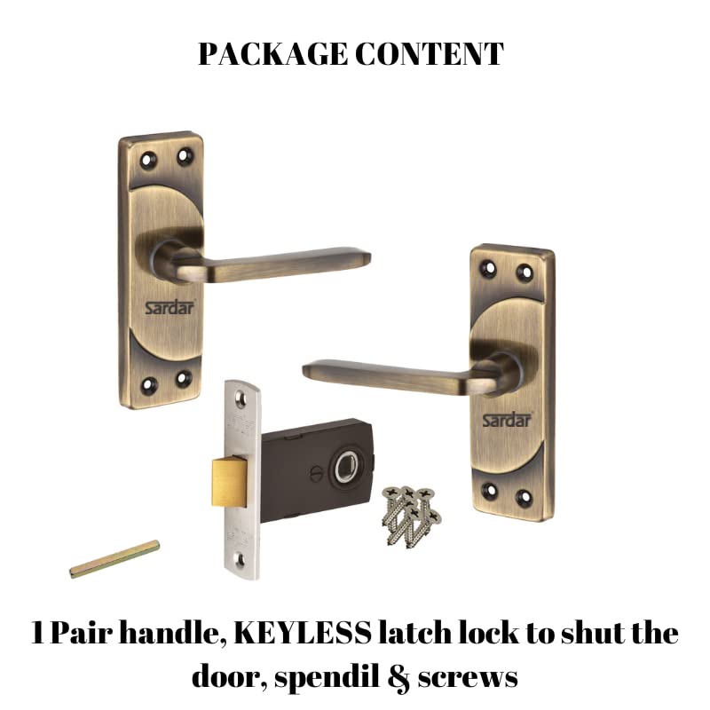 SARDAR KD 5" Antique Iron Baby Latch Bathroom Door Handle - Keyless Handle With Baby Latch - Image 3