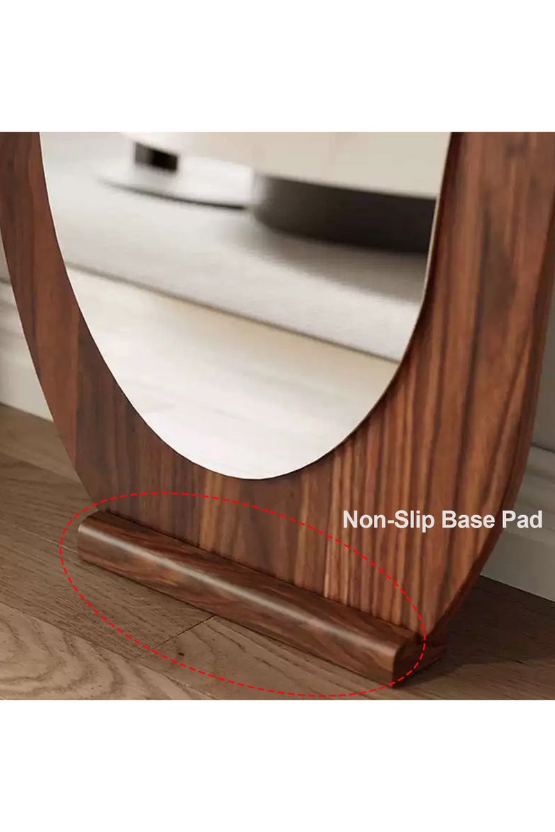 فيبارتي مرآة أرضية مموجة من VPARTY مقاس 160 × 60 سم، مرآة كاملة الطول، مرايا أرضية كبيرة مع حامل، مرآة أرضية خشبية مائلة/معلقة، مرآة كاملة الجسم لغرفة النوم وغرفة المعيشة (بني غير منتظم، 160 × 60 سم (63 × 24 بوصة)) - Image 4