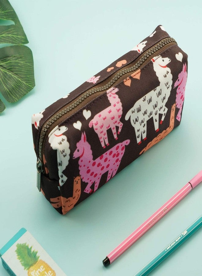 LParkin Llama Pencil Case Large Capacity Canvas Pen Bag Pouch Stationary Case Makeup Cosmetic Bag - Image 3