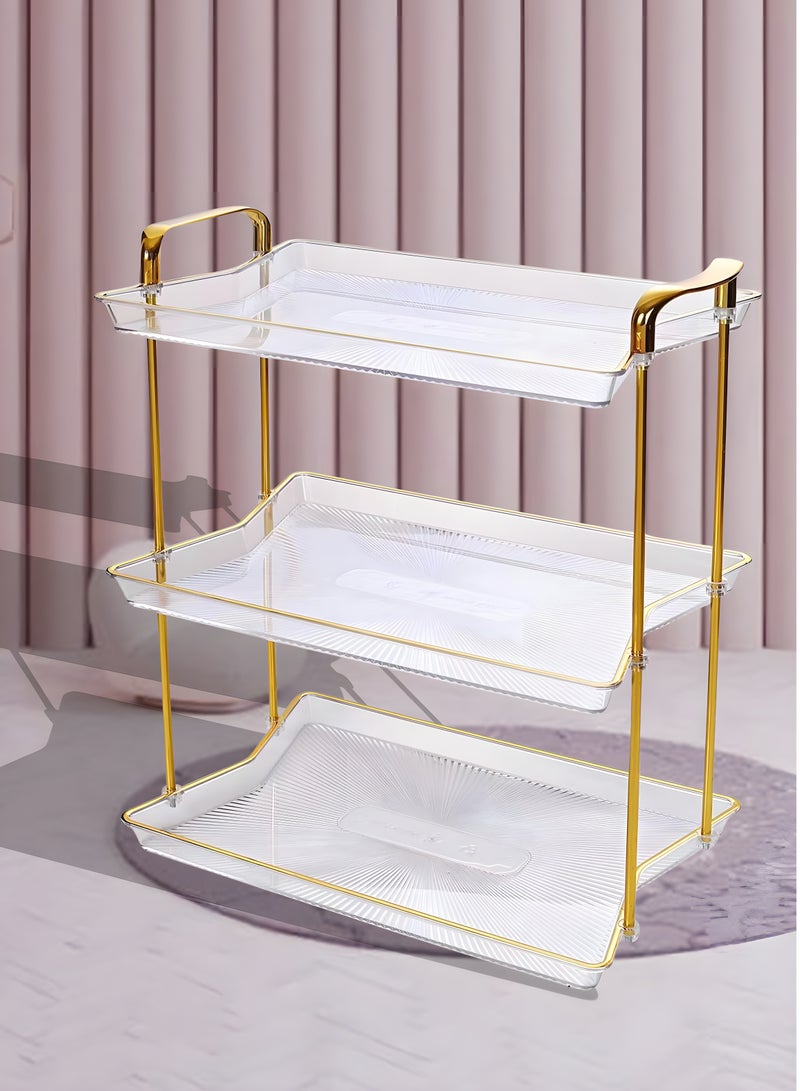 كوزي نست صواني تقديم الفاكهة متعددة الطبقات بمقابض ذهبية، أطباق طاولة مستديرة للديكور المنزلي للطعام، وحفلات الكيك، وحامل المعجنات، والكوكتيل، وتناول الطعام والقهوة - Image 4