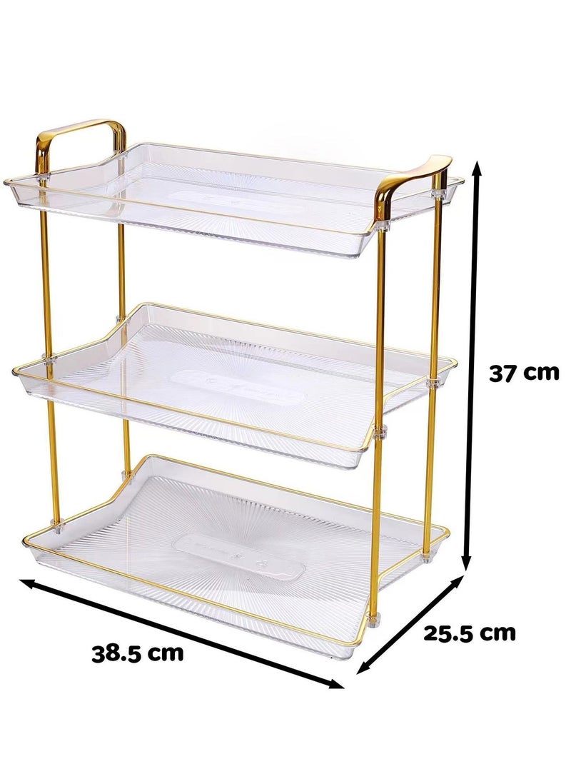 Cozy Nest Multi-Tier Fruit Serving Trays with Gold Handles Home Decorative Round-End Table Tray for Food Party Cake Stand Pastry Perfume Cocktail and Dining Coffee - Image 5