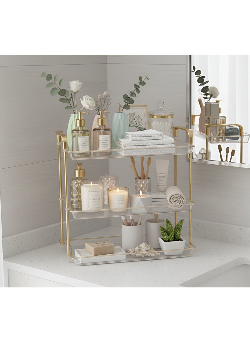 Cozy Nest Multi-Tier Fruit Serving Trays with Gold Handles Home Decorative Round-End Table Tray for Food Party Cake Stand Pastry Perfume Cocktail and Dining Coffee - Image 3