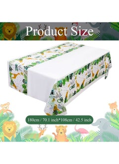Tatuo 3 Pieces Wild One Tablecloth Wild One Birthday Decorations Jungle Theme Table Cover Jungle Birthday Tablecloth Animal Safari Baby Shower Decorations For Boy Baby Shower Supplies 70.9 X 42.5 Inch  - Image 4
