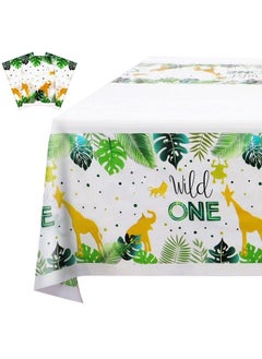 Tatuo 3 Pieces Wild One Tablecloth Wild One Birthday Decorations Jungle Theme Table Cover Jungle Birthday Tablecloth Animal Safari Baby Shower Decorations For Boy Baby Shower Supplies 70.9 X 42.5 Inch  - Image 1