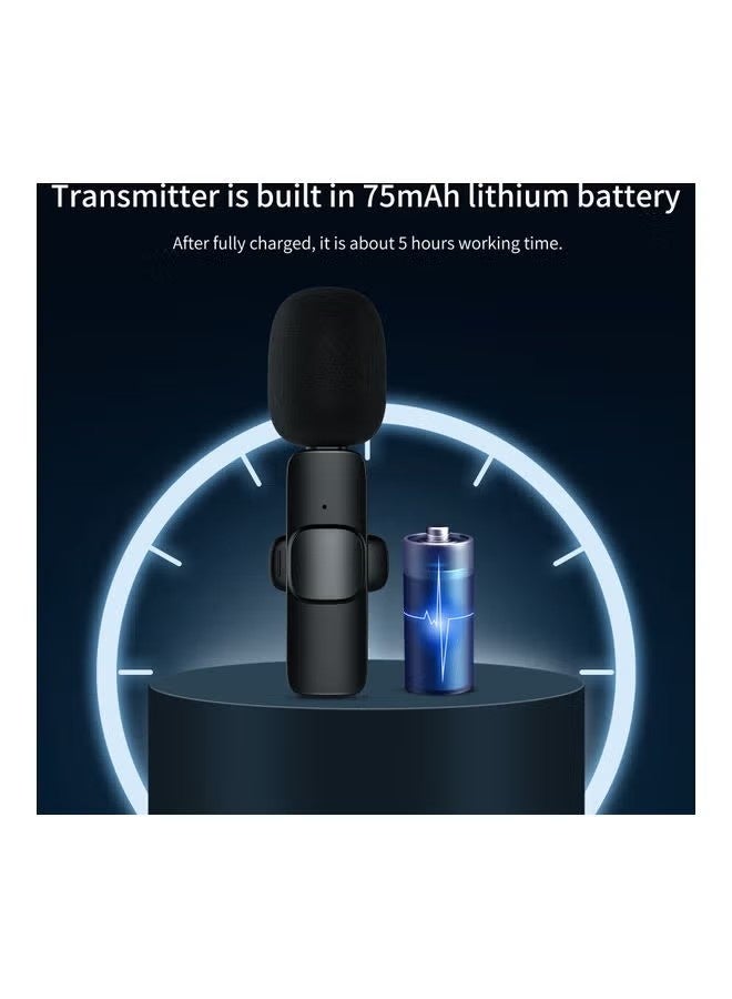 ميكروفون لاسلكي صغير الحجم للهواتف المزودة بمنفذ Type-C - ميكروفون لاسلكي يعمل بمجرد التوصيل للهواتف التي تعمل بنظام أندرويد والمزودة بمنفذ USB-C - تسجيل الفيديو - المقابلات - مدونات الفيديو - المزامنة التلقائية وتقليل الضوضاء - 2.4 جيجاهرتز - أسود - Image 2