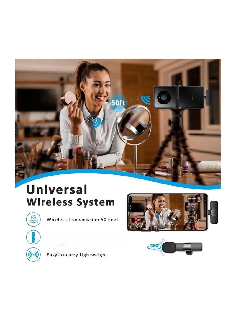 أعجوبة ميكروفون لاسلكي - ميكروفون فيديو من النوع C بمشبك، 2.4 جيجاهرتز، قابل للتوصيل والتشغيل، مزود بخاصية تقليل الضوضاء - Image 3