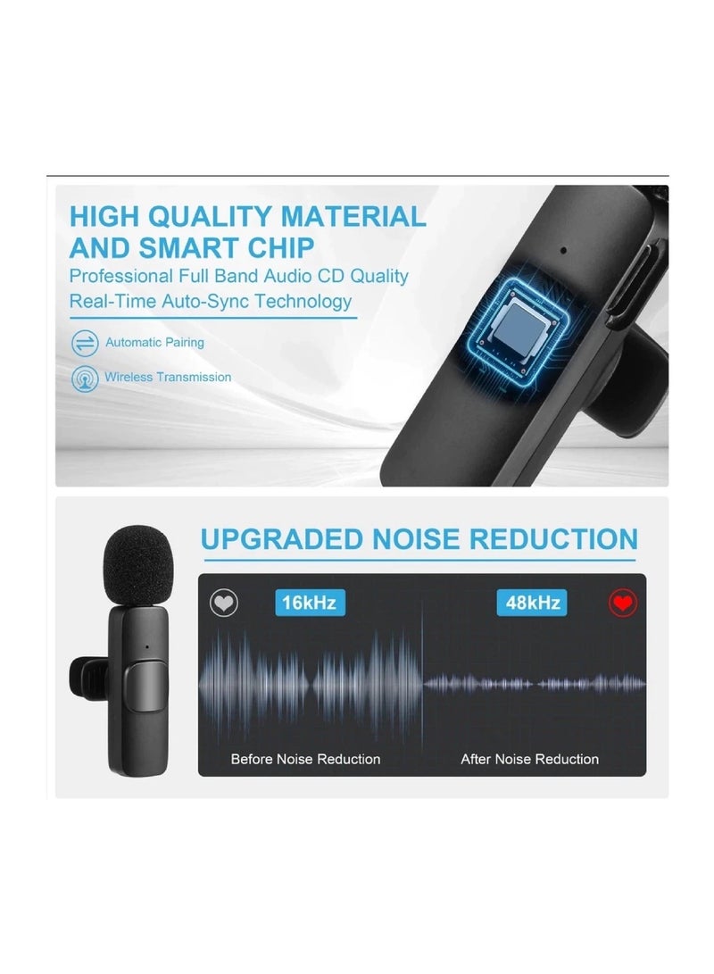 أعجوبة ميكروفون لاسلكي - ميكروفون فيديو من النوع C بمشبك، 2.4 جيجاهرتز، قابل للتوصيل والتشغيل، مزود بخاصية تقليل الضوضاء - Image 2