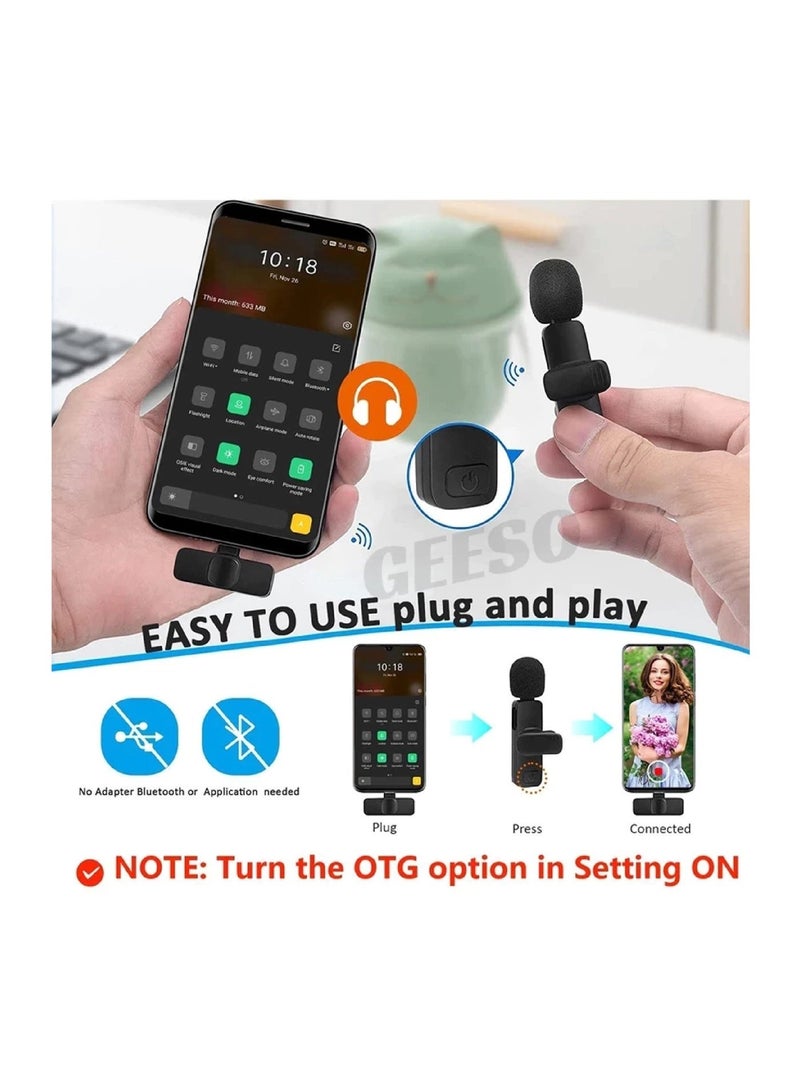 أعجوبة ميكروفون لاسلكي - ميكروفون فيديو من النوع C بمشبك، 2.4 جيجاهرتز، قابل للتوصيل والتشغيل، مزود بخاصية تقليل الضوضاء - Image 5