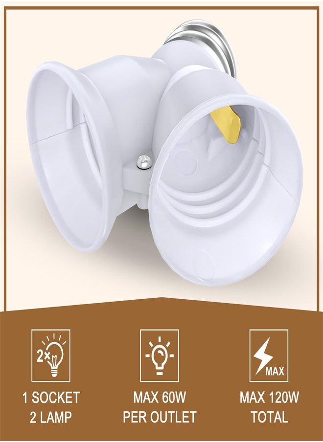 2 in 1 E26 Socket Splitter Adapter 3PCS E26/E27 Standard Medium Base Bulbs in 1 Socket Y-Shape Lamp Holder Converter Heat Resistant Light Bulb Splitter for Kitchen Garage - Image 4