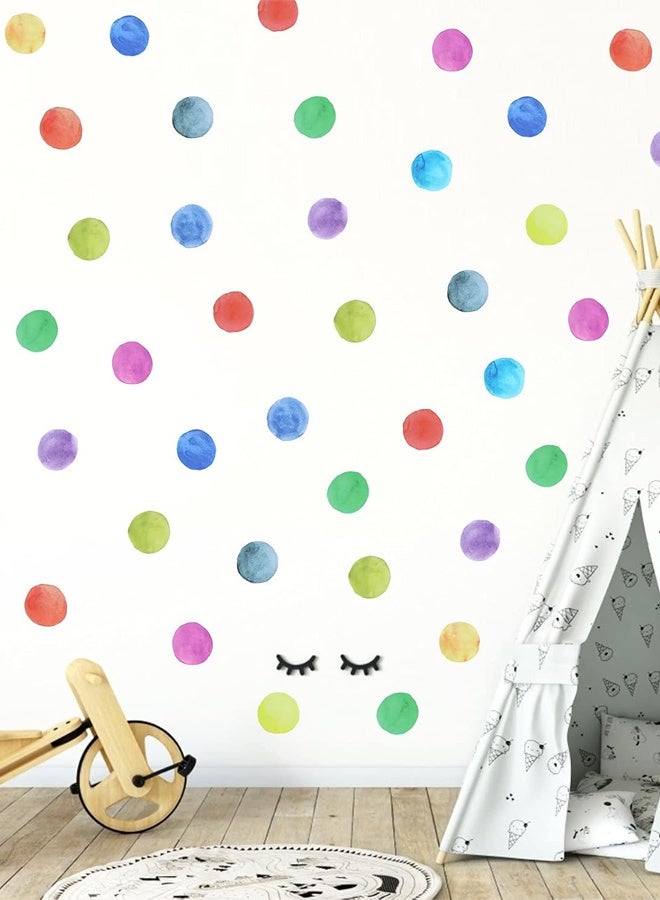 58 Pcs 12 Sheets Colorful Watercolor Polka Dots Wall Stickers, Peel and Stick Removable Vinyl Dot Decals, DIY Nursery Kids Bedroom Classroom Living Room Playroom Decor - Image 3
