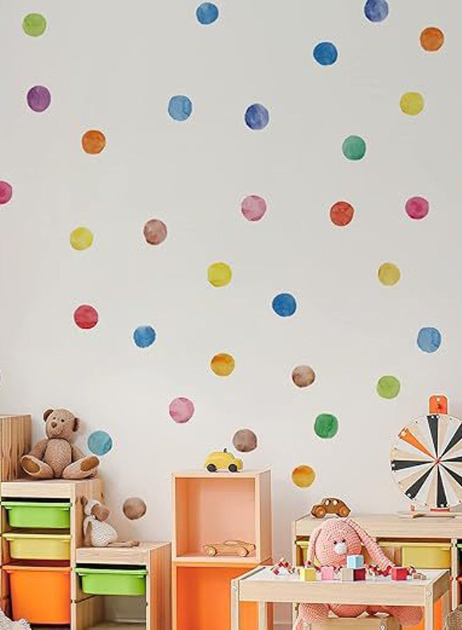 58 Pcs 12 Sheets Colorful Watercolor Polka Dots Wall Stickers, Peel and Stick Removable Vinyl Dot Decals, DIY Nursery Kids Bedroom Classroom Living Room Playroom Decor - Image 1
