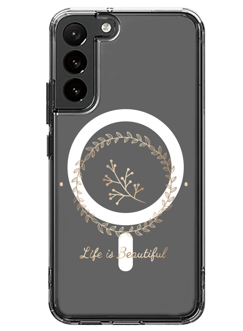 Theodor Magnetic Case for Samsung Galaxy S23 6.1-inch Compatible with MagSafe Wireless Charging, Shockproof Phone Bumper Cover Life is Beautiful - Image 1