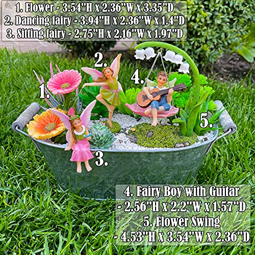 Mood Lab Fairy Garden - Dancing Swing Accessories Kit of 5 pcs - Miniature Garden Figurines Set - Outdoor or House Decor - Image 2
