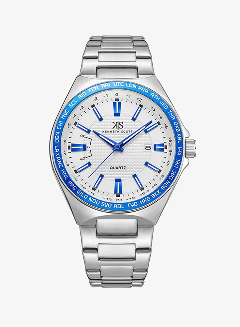 KENNETH SCOTT Kenneth Scott Men's White Dial Analog Watch - K23027-SBSWL