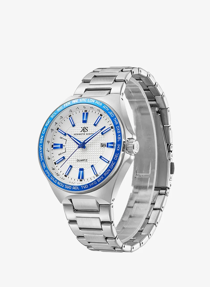 KENNETH SCOTT Kenneth Scott Men's White Dial Analog Watch - K23027-SBSWL