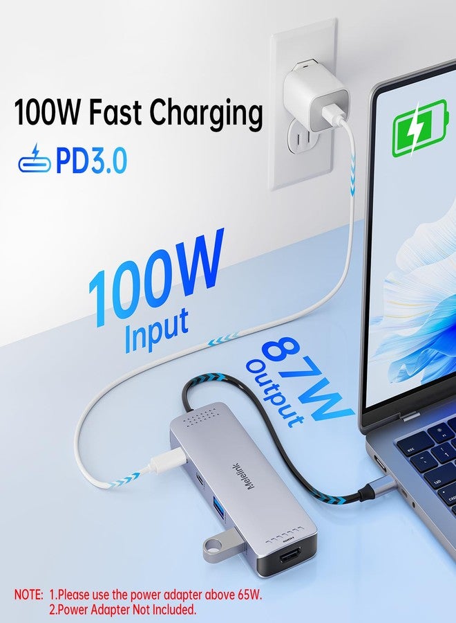 Melelink USB C Hub Multiport Adapter for MacBook Pro/Air, 10 in 1 USB C Dongle Mac HDMI Adapter, USBC Dock Compatible for iPad Pro, iMac, Dell, HP, Lenovo (4K@60Hz HDMI,SD/TF Card Reader,100W PD, 6 USB Ports) - Image 5