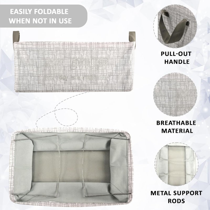 Urbane Home Urbane Home Pack of 10 Foldable NonWoven Storage Box for Clothes Dress Towel Organiser for Wardrobe Collapsible Container Basket Grey - Image 5