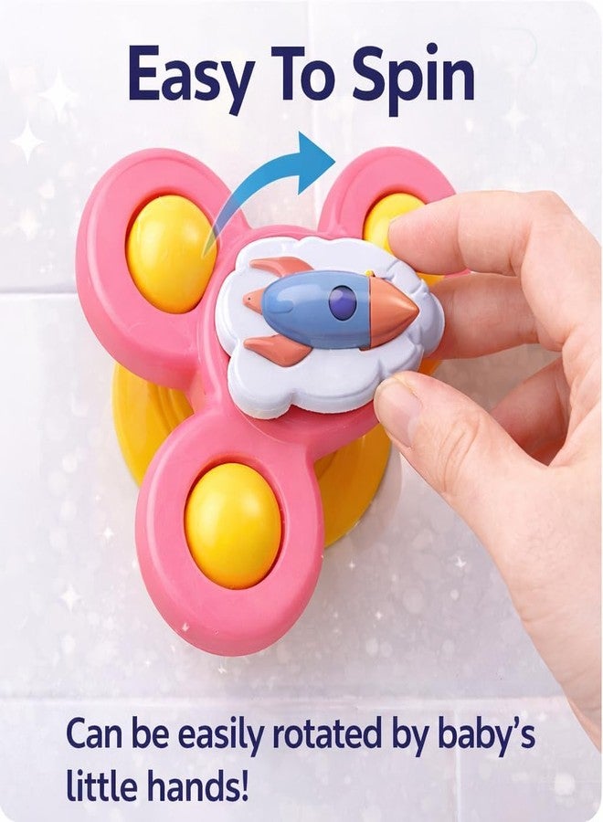 تيك تافاكال مجموعة ألعاب دوارة لحمام الأطفال من تيك تاڤاكال، ألعاب حسية للأطفال مزودة بأكواب شفط، ألعاب حمام مائية تلتصق بجدار حوض الاستحمام ونافذة السيارة والكرسي، مجموعة ألعاب سفر مكونة من 3 قطع - Image 2