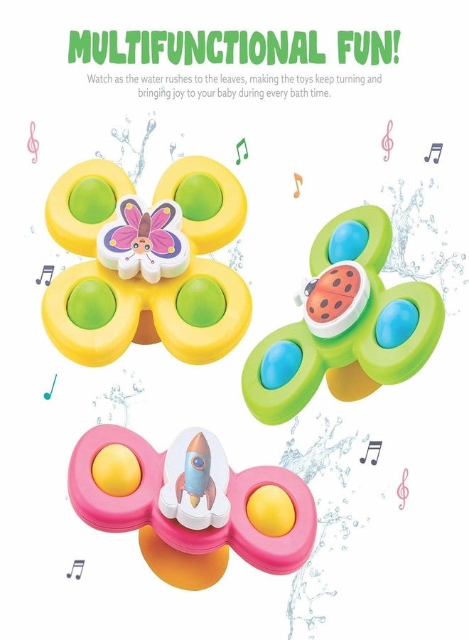 تيك تافاكال مجموعة ألعاب دوارة لحمام الأطفال من تيك تاڤاكال، ألعاب حسية للأطفال مزودة بأكواب شفط، ألعاب حمام مائية تلتصق بجدار حوض الاستحمام ونافذة السيارة والكرسي، مجموعة ألعاب سفر مكونة من 3 قطع - Image 4