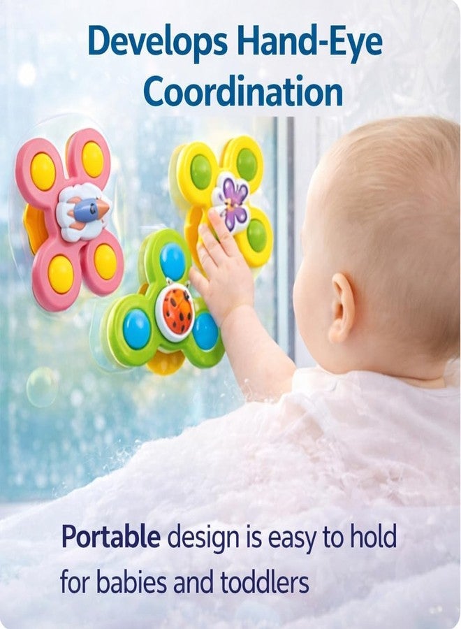 تيك تافاكال مجموعة ألعاب دوارة لحمام الأطفال من تيك تاڤاكال، ألعاب حسية للأطفال مزودة بأكواب شفط، ألعاب حمام مائية تلتصق بجدار حوض الاستحمام ونافذة السيارة والكرسي، مجموعة ألعاب سفر مكونة من 3 قطع - Image 5