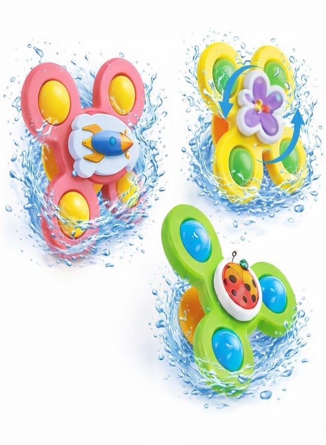 تيك تافاكال مجموعة ألعاب دوارة لحمام الأطفال من تيك تاڤاكال، ألعاب حسية للأطفال مزودة بأكواب شفط، ألعاب حمام مائية تلتصق بجدار حوض الاستحمام ونافذة السيارة والكرسي، مجموعة ألعاب سفر مكونة من 3 قطع - Image 1