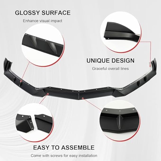 Fancemot Matte Black Front Bumper Lip Compatible with Corvette C8 2020-2025, Front Splitter Protector Body Kit - Image 5