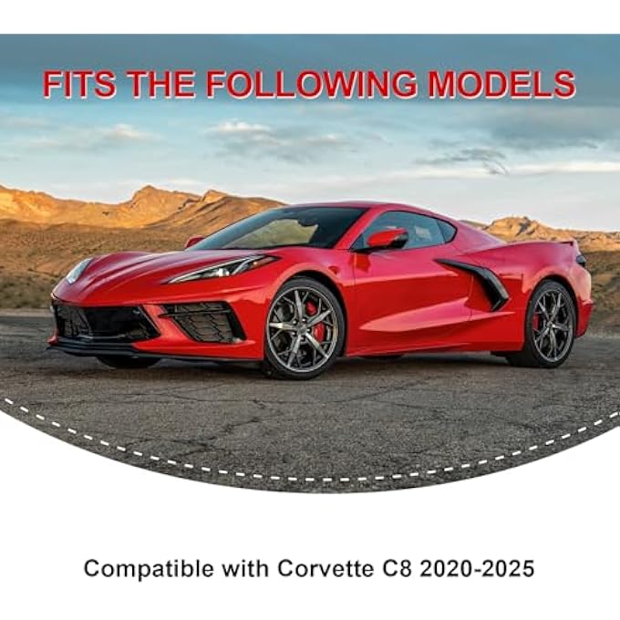 Fancemot Matte Black Front Bumper Lip Compatible with Corvette C8 2020-2025, Front Splitter Protector Body Kit - Image 2