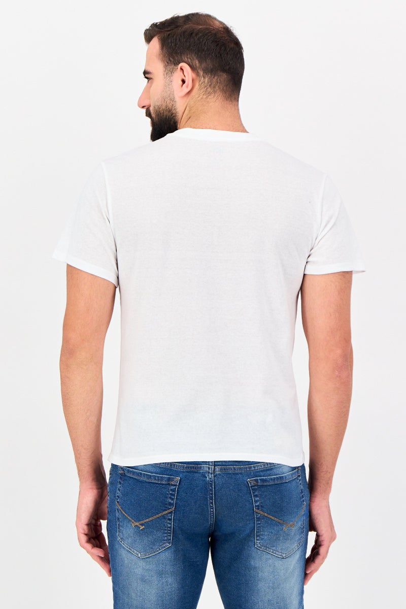 Frye Men 4 Pieces V-Neck Brand Logo Short Sleeve T-Shirt, White - Image 4