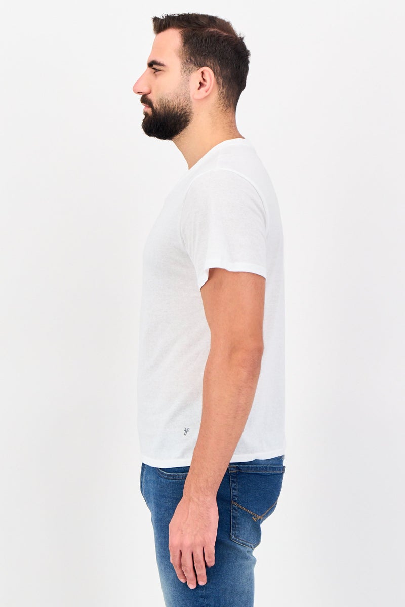 Frye Men 4 Pieces V-Neck Brand Logo Short Sleeve T-Shirt, White - Image 3