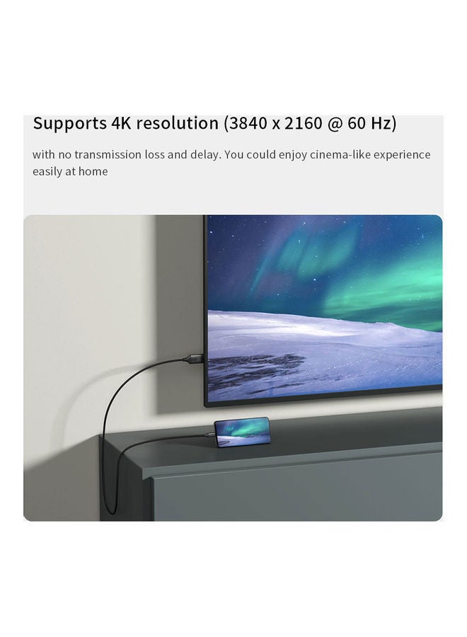 NIBEMINENT Type-C To High Definition Multimedia-Interface Cable Black - Image 4