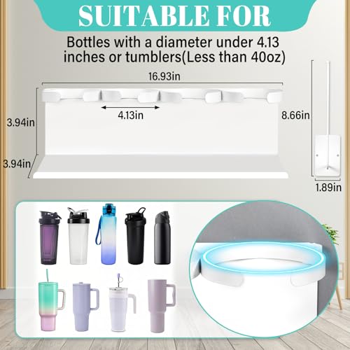 Linidcoud Magnetic Cup Holder for Fridge,8 Cups Water Bottle Organizer for Stanley 30 40 oz with Tumbler Lid Organizer,High Capacity Heavy Duty Kitchen Storage Rack Accessories - Image 5