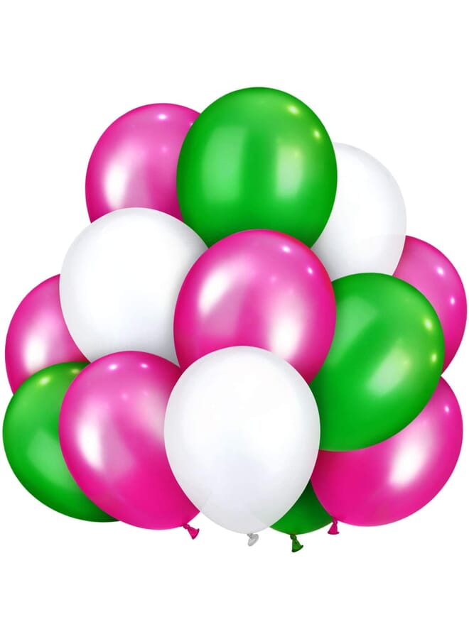 Party Time Set Of 100 Latex Balloons For Birthday Wedding Christening And Themed Party Decorations Green Pink & White Latex Balloons 12 Inches - Image 1