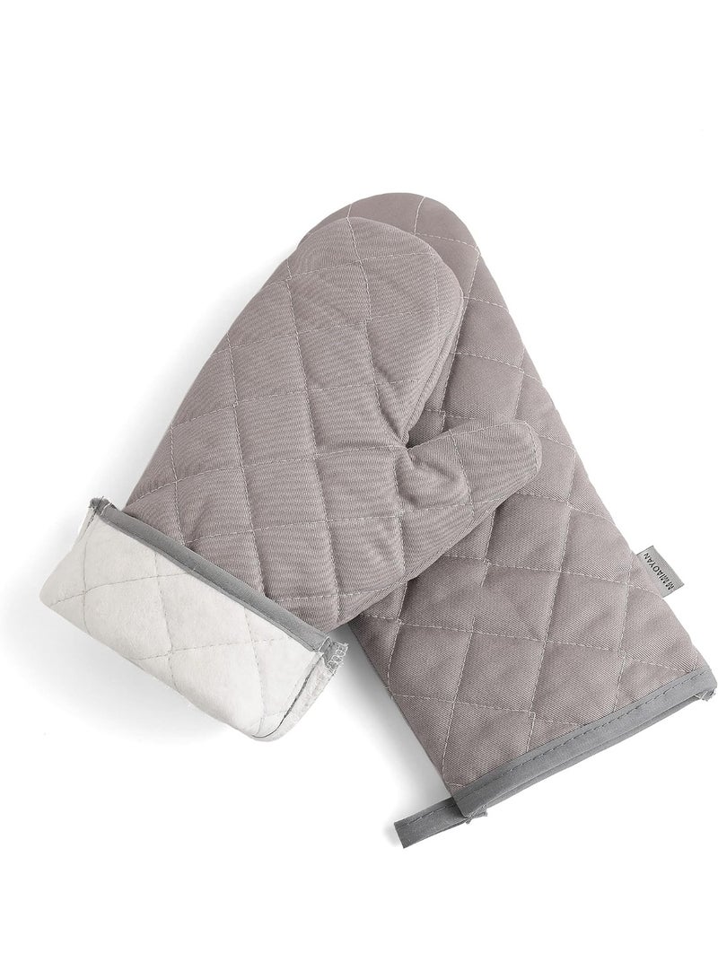 Oven Mitts and Pot Holders Set, Potholders and Oven Mitts, 100% Cotton Lining, Heavy Duty Cooking Gloves, Slip-Resistant Textured Grip, Cooking Gloves for BBQ Grill Oven Microwave - 4pcs Grey - Image 5