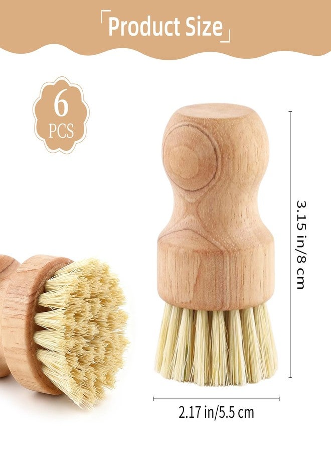 ARPOVIST 6 Packs Bamboo Dish Scrub Brushes，Kitchen Wooden Dish Scrubber Brush Dishwashing Scrubbers with Natural Sisal Bristles for Cleaning Pots, Pans, Sink, Woks,Vegetables - Image 2