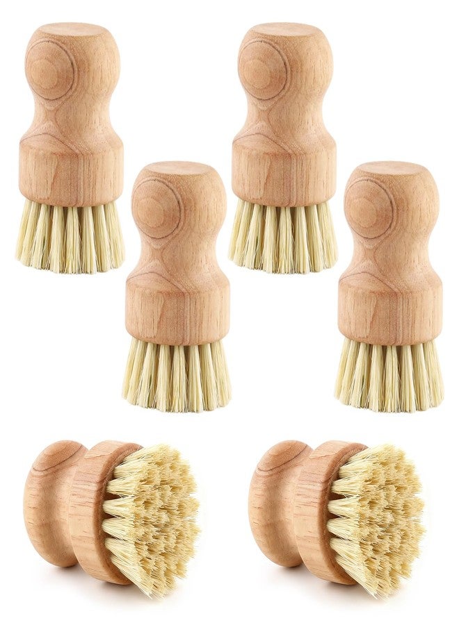 ARPOVIST 6 Packs Bamboo Dish Scrub Brushes，Kitchen Wooden Dish Scrubber Brush Dishwashing Scrubbers with Natural Sisal Bristles for Cleaning Pots, Pans, Sink, Woks,Vegetables - Image 1