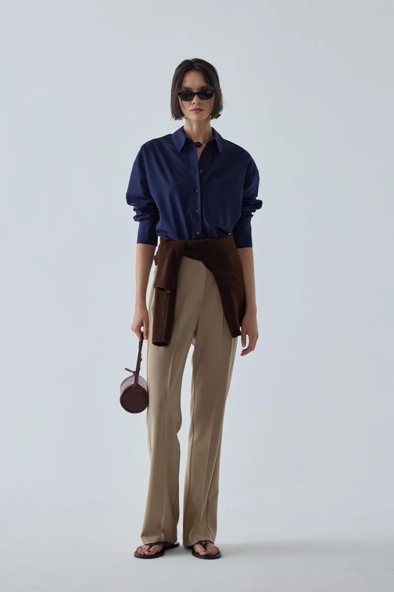 سود كوليكشن Navy Blue Sortie Short Oversize Shirt
