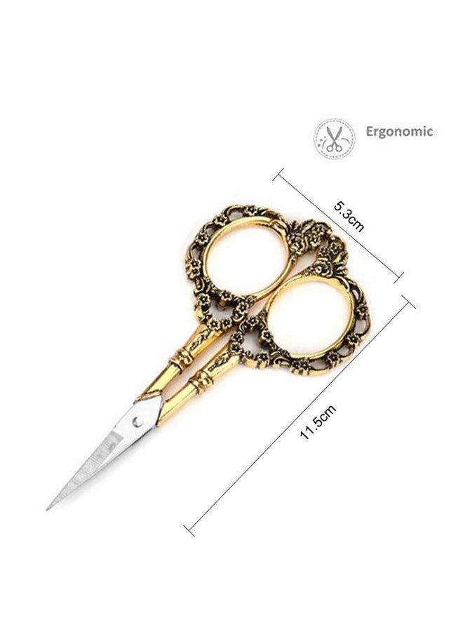 EBANKU Professional Manicure Scissors, EBANKU Vintage Stainless Steel Cuticle Precision Beauty Grooming for Nail, Facial Hair, Eyebrow, Eyelash, Nose Hair (Gold)  - Image 3