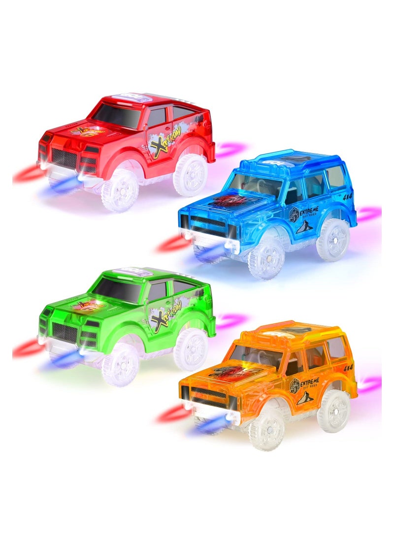 NIBEMINENT MAKINGTEC Track Cars Replacement Only,Light Up Toy with 3 Flashing LED Lights Racing Car Accessories Compatible Magic Tracks and Most for Boys Girls (4 Pack) - Image 1