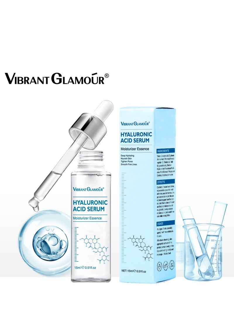 Vibrant Glamour Hyaluronic Acid Serum, 15ml Pure Hyaluronic Acid Serum Face Serum, Hyaluronic Acid Essence for Dull & Damaged Skin, Vegan, Cruelty- Hydrating, Firming, Wrinkle-Reducing And Anti-Aging Serum  - Image 1