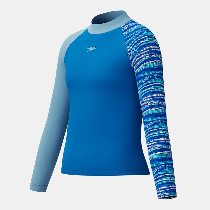 speedo Blue Kids' Printed Long Sleeve Swimming Rashguard  | Best Price UAE