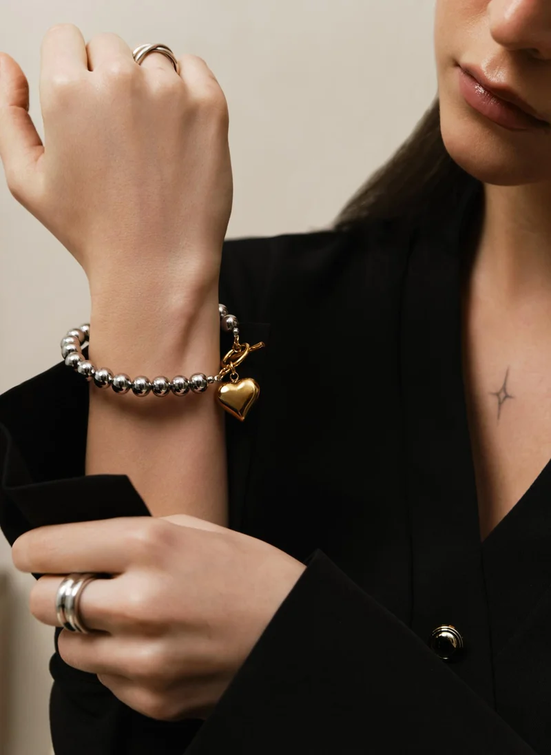 Lichi  Metal beads bracelet with heart decoration for Women | Best Price UAE