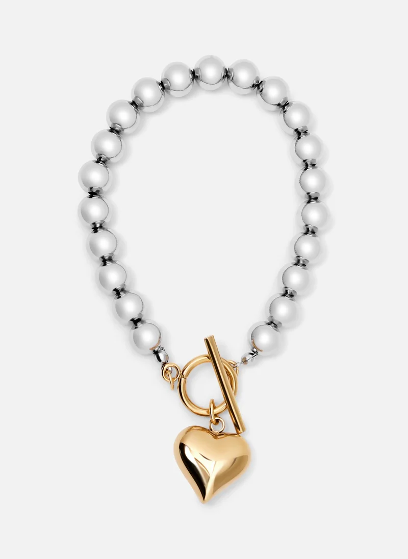 Lichi  Metal beads bracelet with heart decoration for Women | Best Price UAE