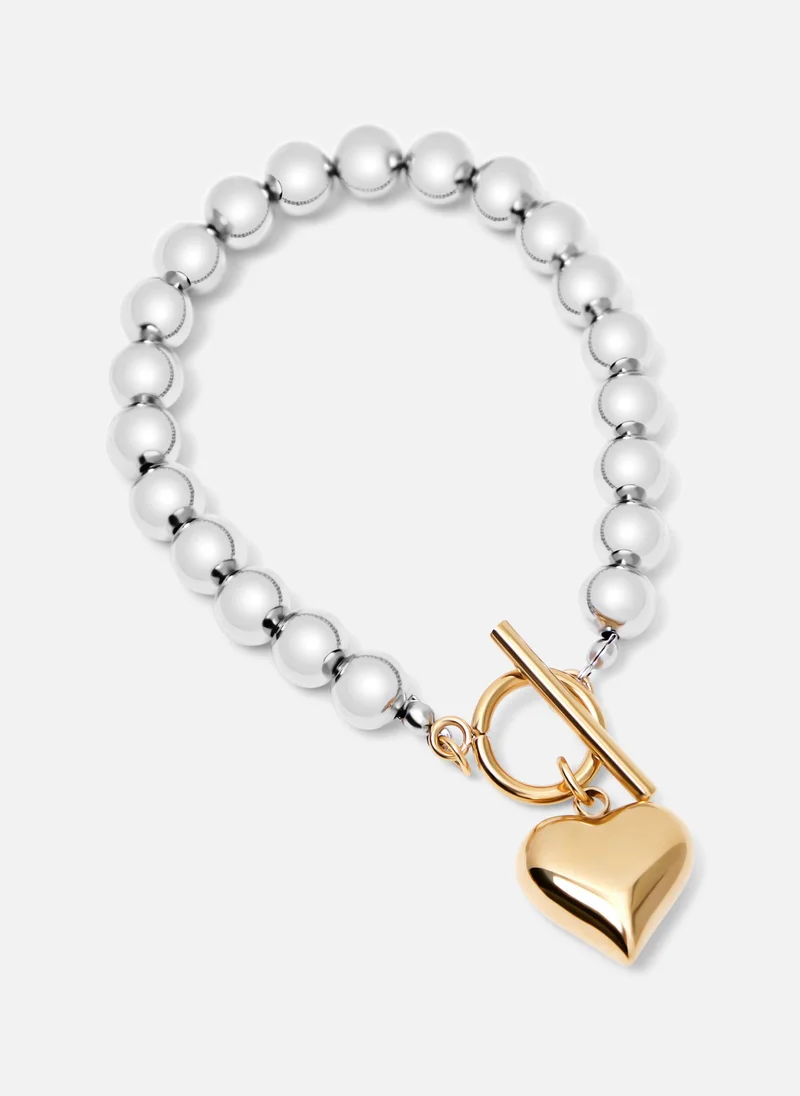 Lichi  Metal beads bracelet with heart decoration for Women | Best Price UAE