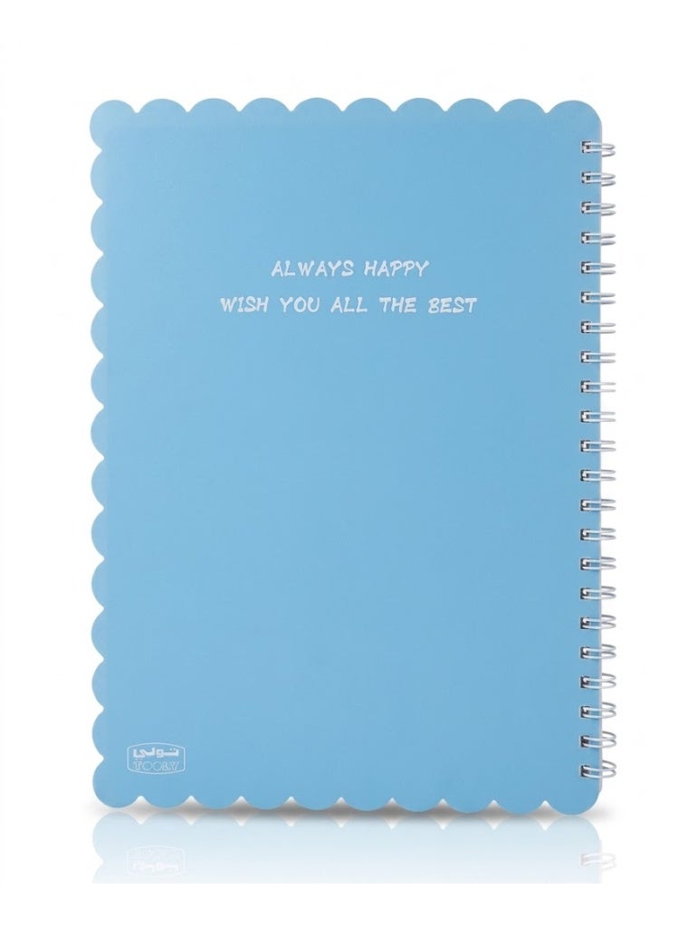 TOOLY Premium A4 Spiral Notebook with Unique Scalloped Cover Edge, Motivational Typographic Print Layout, Sky Blue, 100 Sheets - Image 1