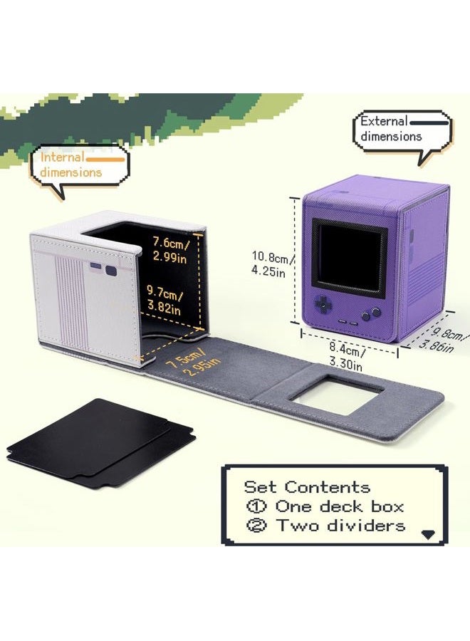 Venssu Retro Gaming Console Appearance MTG Deck Box with Commander Display, Card Deck Case Fit 120 Single Sleeved Cards, PU Leather Magnetic Card Storage Box with 2 Dividers, Compatible with TCG/PTCG (Pink) - Image 5