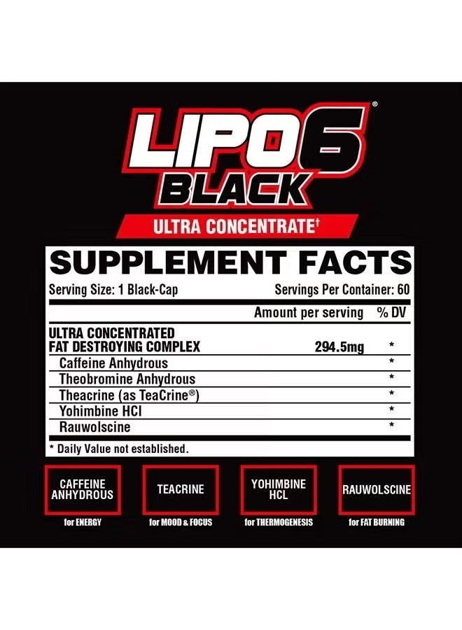 Nutrex Research Lipo 6 Black Ultra Concentrated Dietary Supplement - 60 Capsules - Image 2