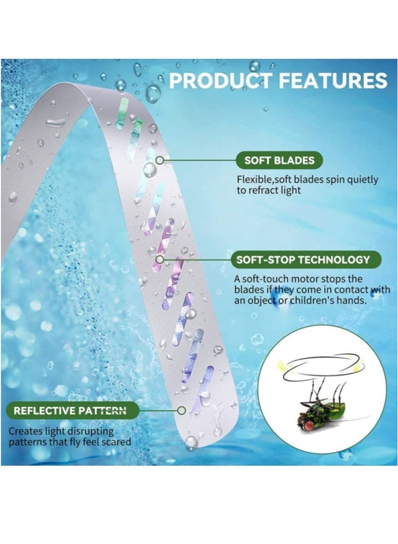 Arabest 2 Pack Fly Fans for Tables Fly Repellent Fan Indoor Outdoor with Holographic Blades Batteries Powered - Image 3