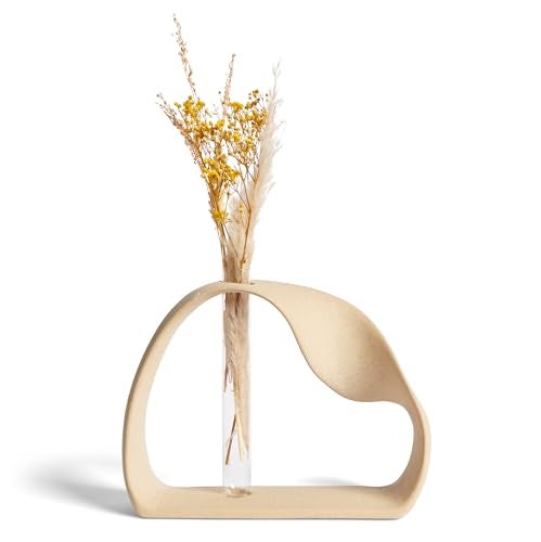 Amarcado Ceramic Vase for Minimalist Home Decor Boho Pampas Grass Vase Stem Flower Vase for Coffee Table Office Desk Living Room Kitchen Wedding Modern Vase for Centerpiece Table Decoration