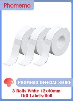 3 Rolls White 12x40mm